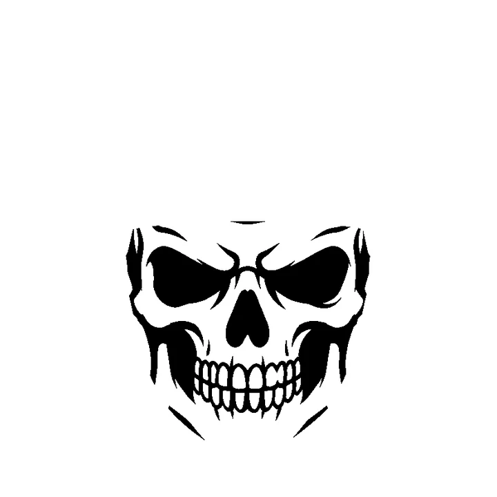 Upload two: the skull, black on white