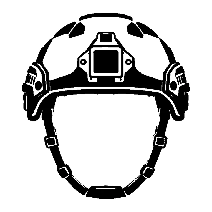 Upload one: the tactical helmet, black on white